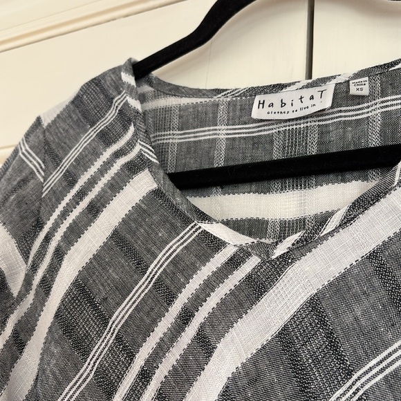 Habitat Clothes to Live In 100% Linen Black White Striped Handkerchief Hem Tunic - Picture 3 of 13
